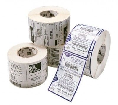 Labels, Zebra, Plástico, Z-Ultimate 3000T Silver, Anchura: 38.1 mm, Altura: 25.4 mm, Diámetro: 200 mm, Diámetro del núcleo: 76 mm